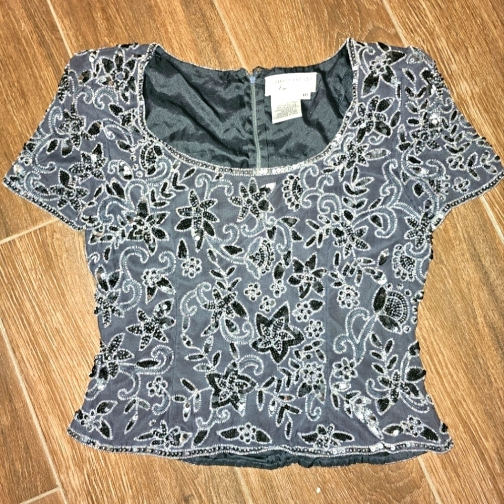 ADRIANA PAPELL EVENING SZ 10 BEADED TOP